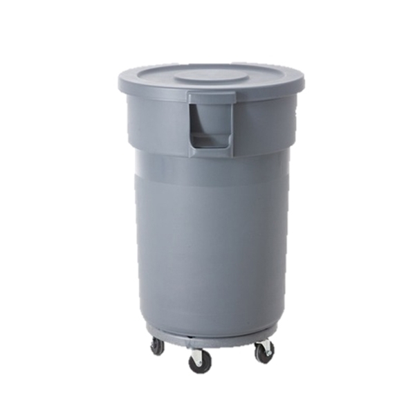 多用途圓形儲物桶含推車(灰色)
